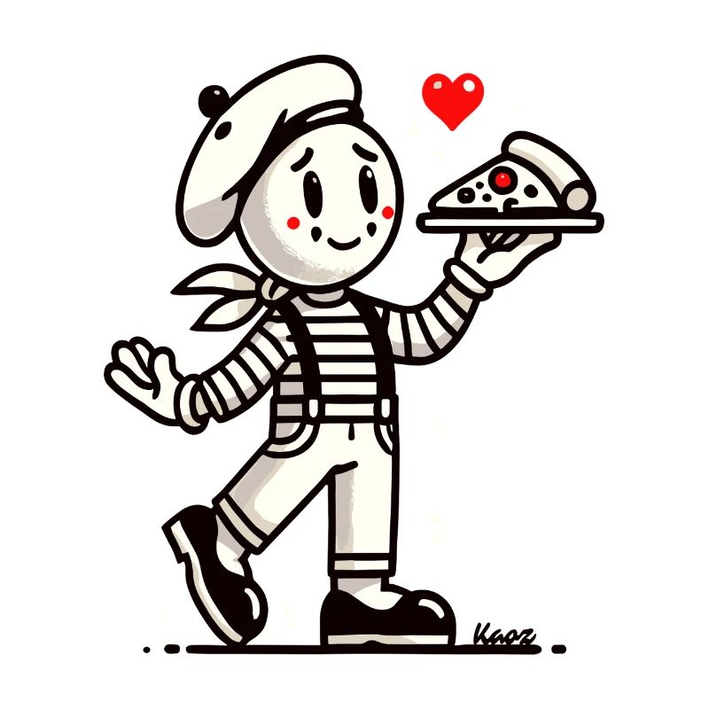 Mime français avec pizza