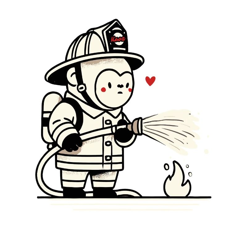 Little gorilla firefighter
