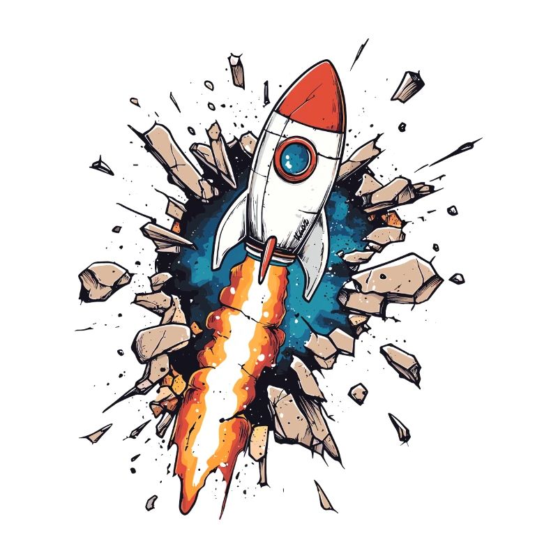 Rocket breaks through wall