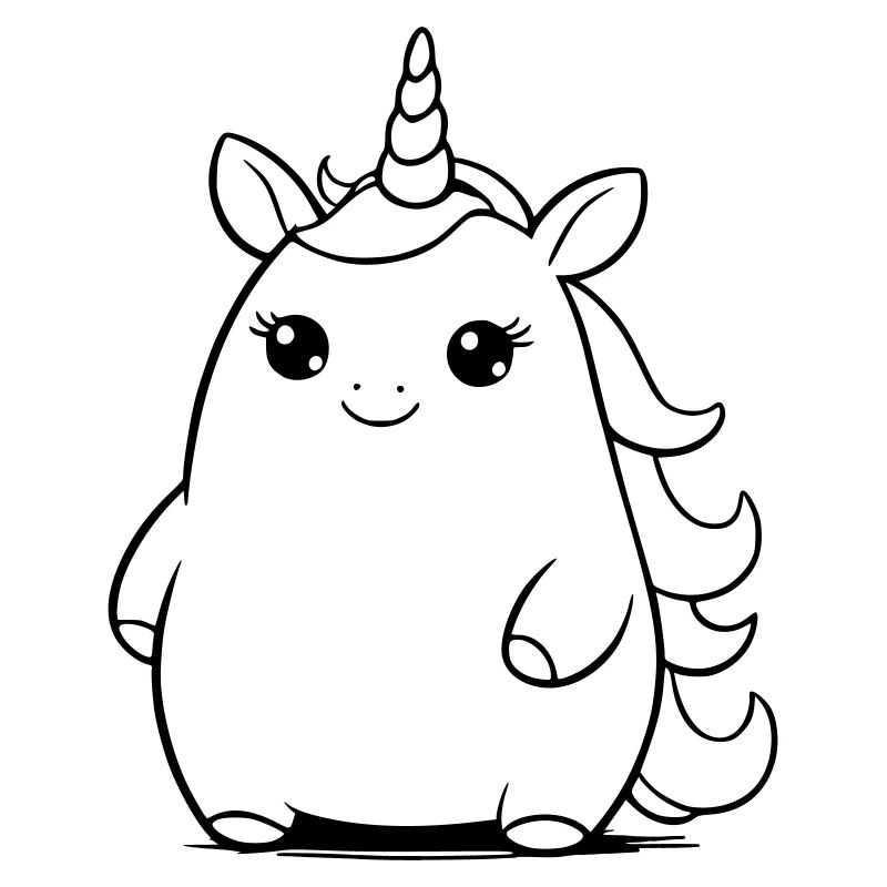 Chubby unicorn as vector illustration