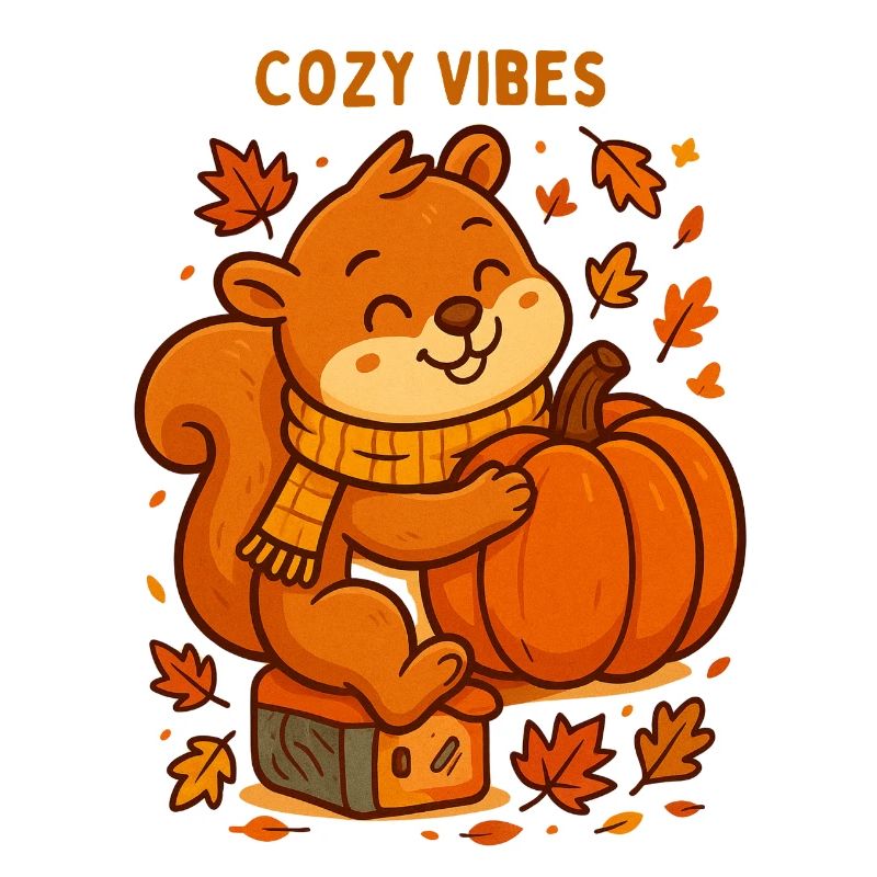 Cuddly Squirrel with Pumpkin Autumn