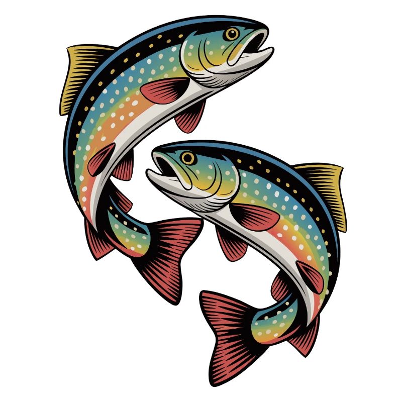 Zwei springende Forellen