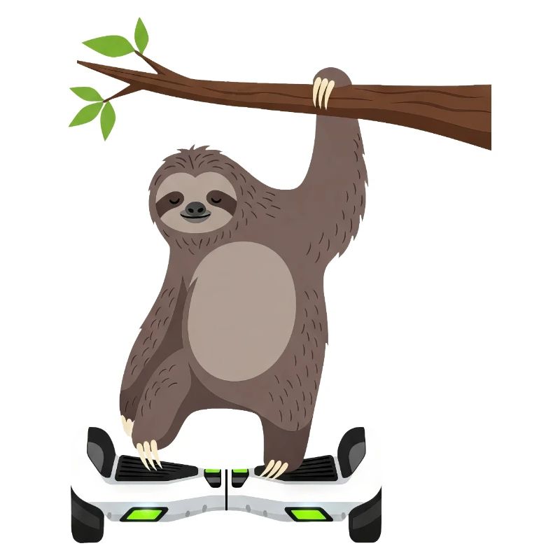 Sloth Chilling Hoverboard Cartoon Technique Same