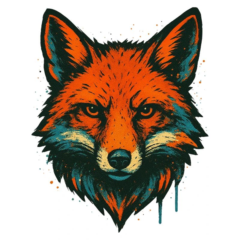 Fuchs im Neon-Graffiti