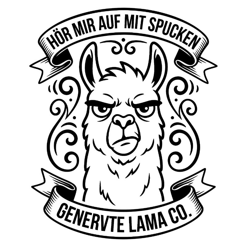 Genervtes Lama mit Spruch