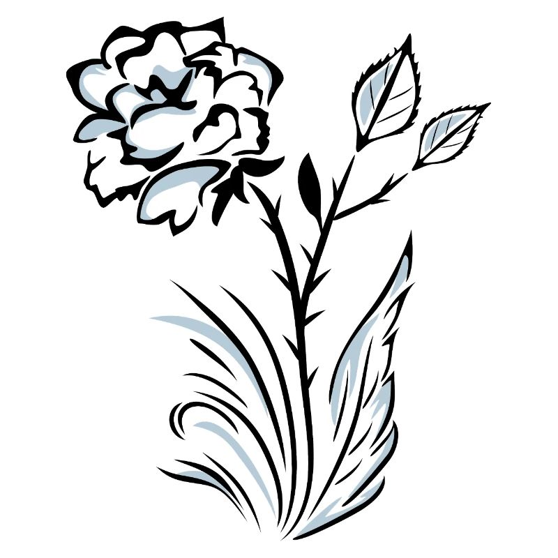 Stylized outlined rose