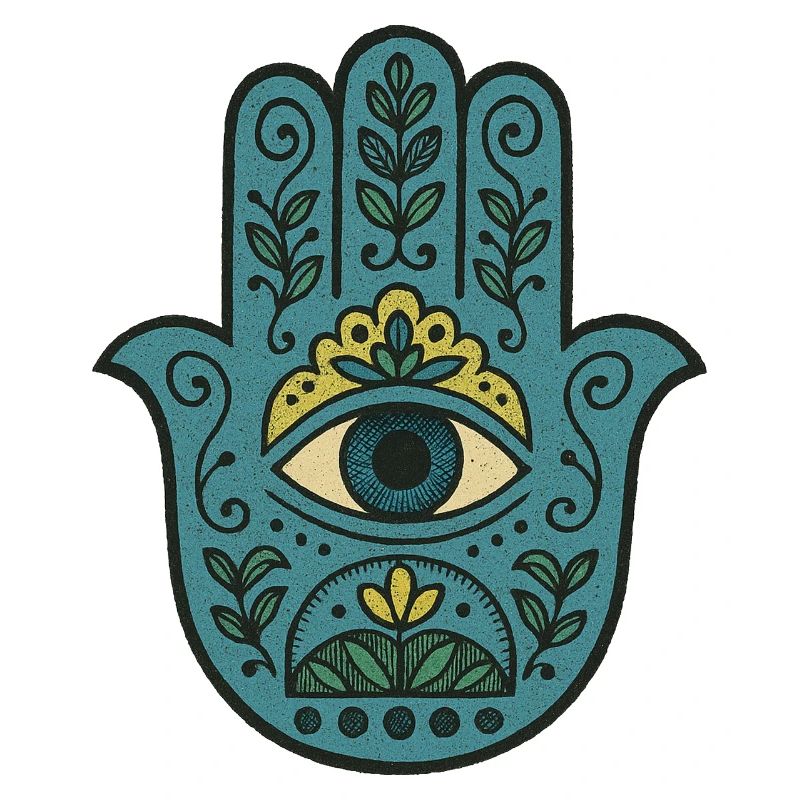 Hamsa Eye Floral Boho Palm