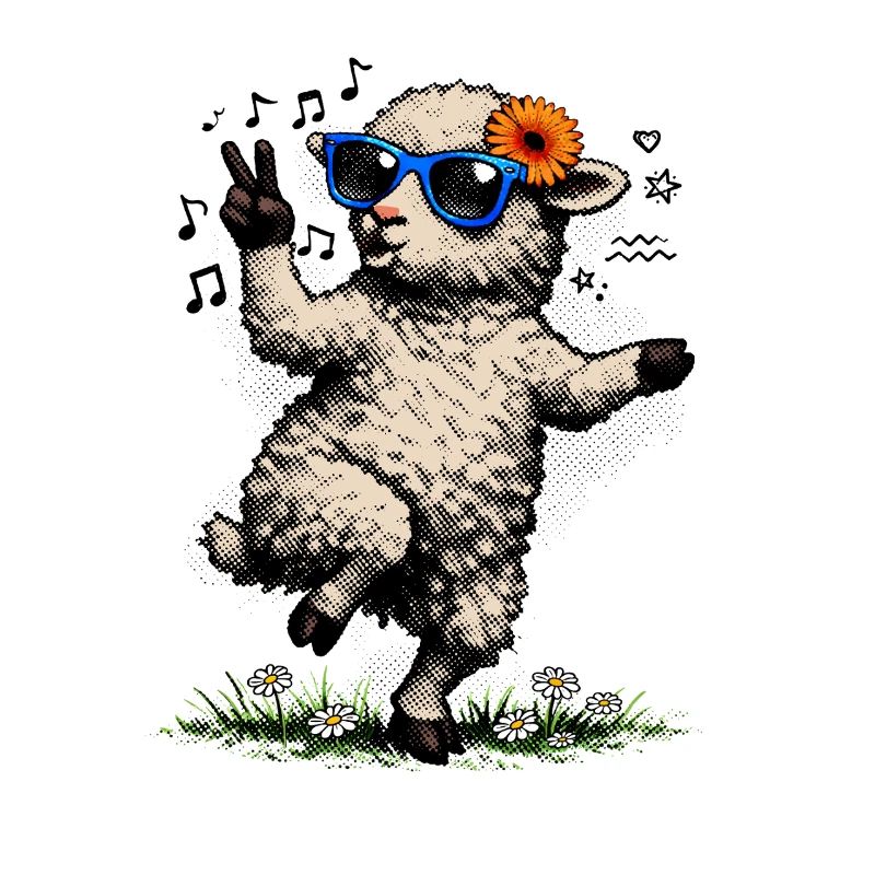 Lamm mit Sonnenbrille & Blüten