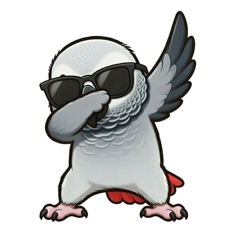 Dabbing African grey parrot
