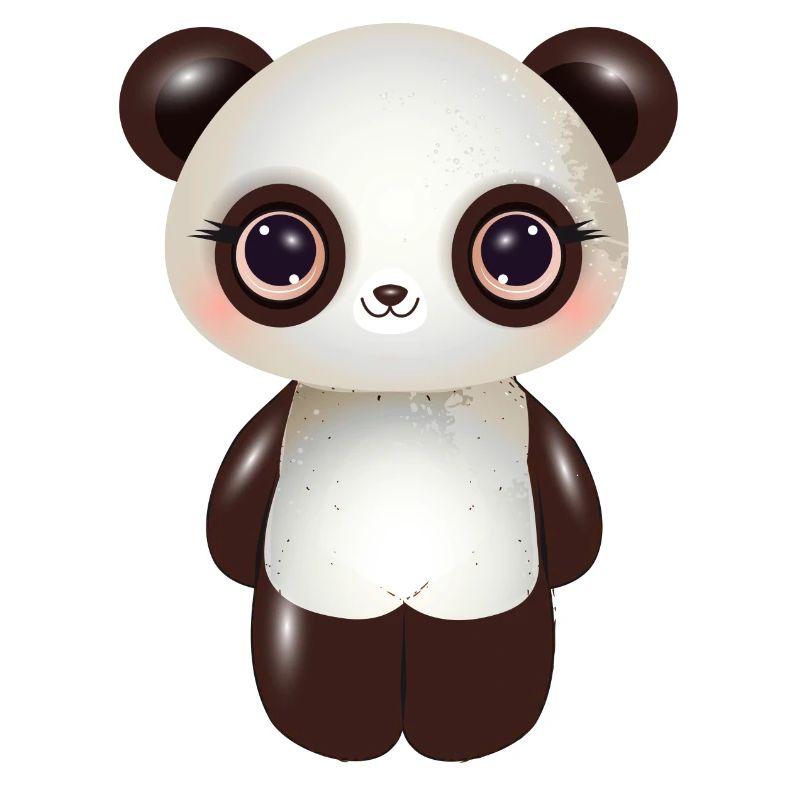 cute panda with pink cheeks in comic style