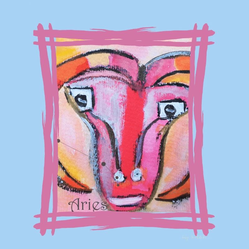 Widder Tierkreis - Farbenfrohe expressionistische Kunst