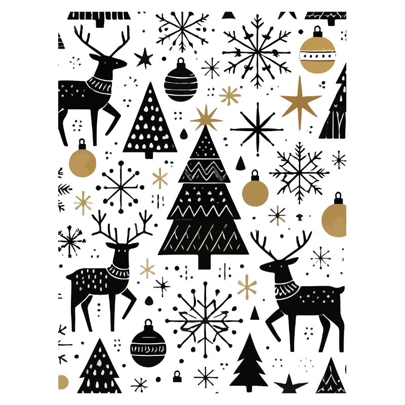 Scandinavian Christmas Elements and Winter Trees