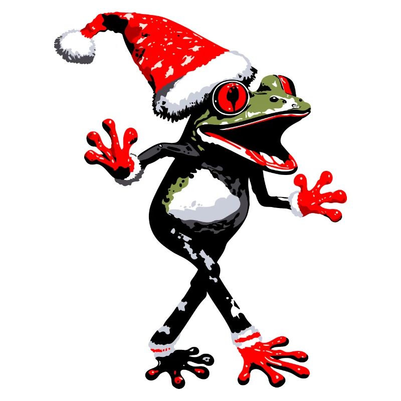 Dancing frog with Christmas hat