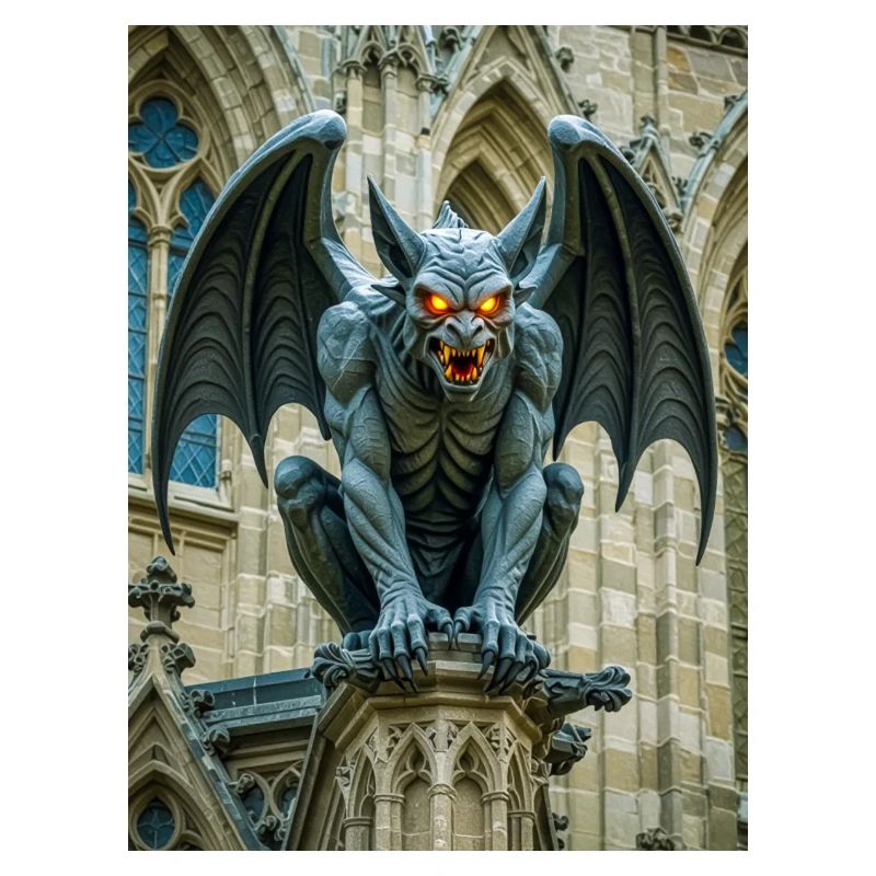 Gargoyle, winged stone demon guarding Gothic 