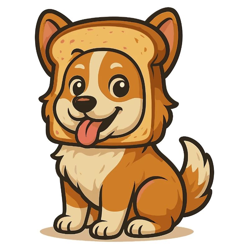 Cute Dog with Bread Face Design