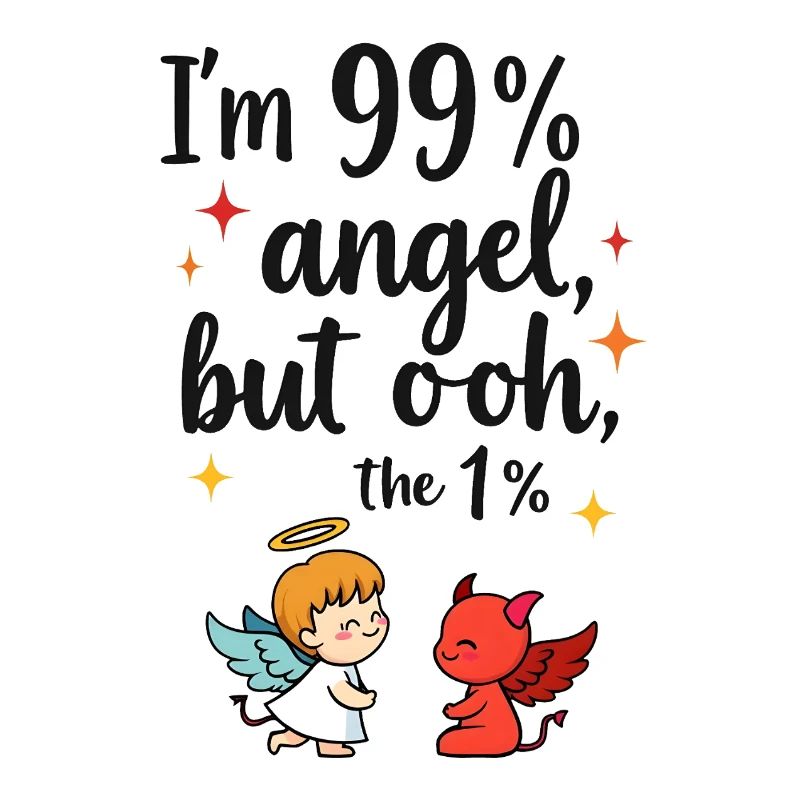 99% Angel, 1% Devil – Lustiges Cartoon Design