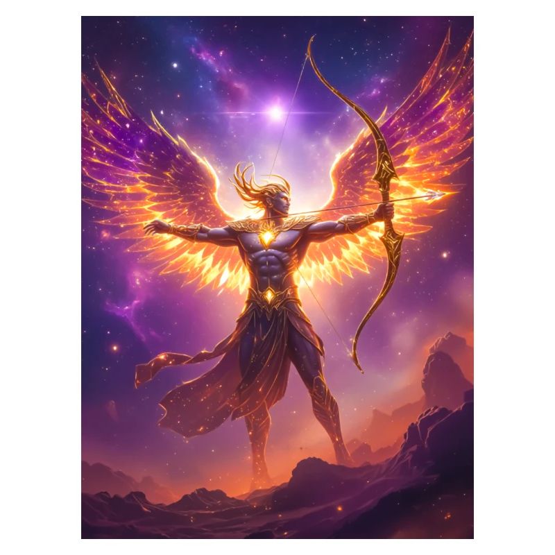 Céleste centaure archer tirant des flèches de feu stellaire