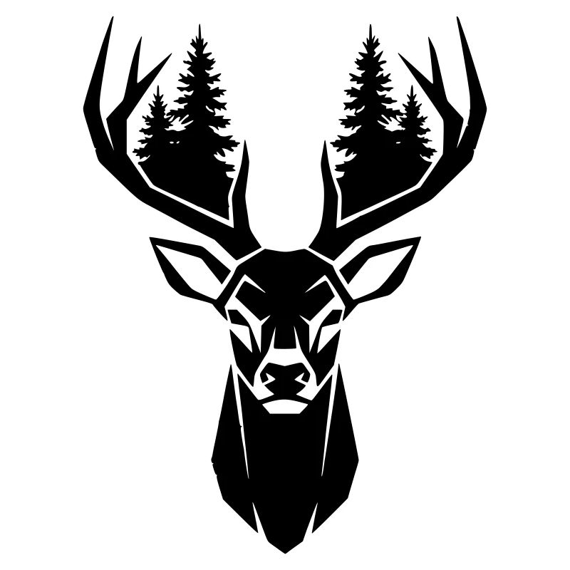 Deer Head Trees Forest Silhouette