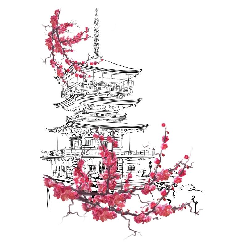 Pagode und Sakura