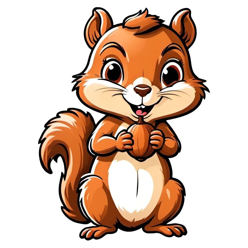 Niedliches Cartoon-Eichhörnchen mit Eichel