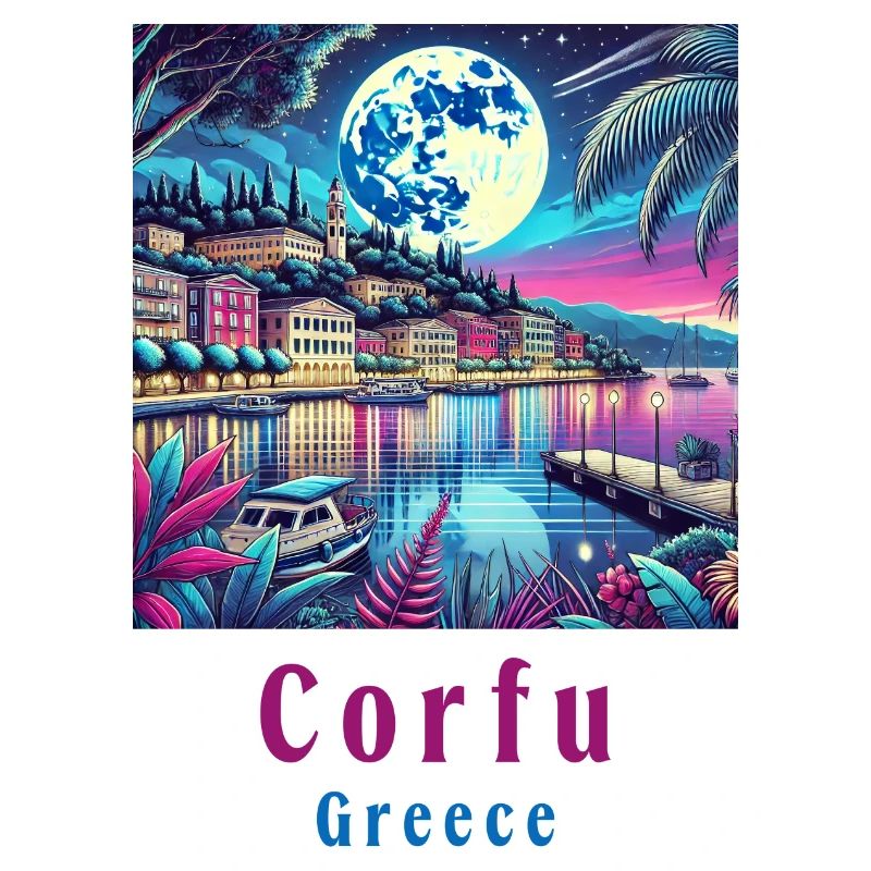 Corfu Greece moonlight design