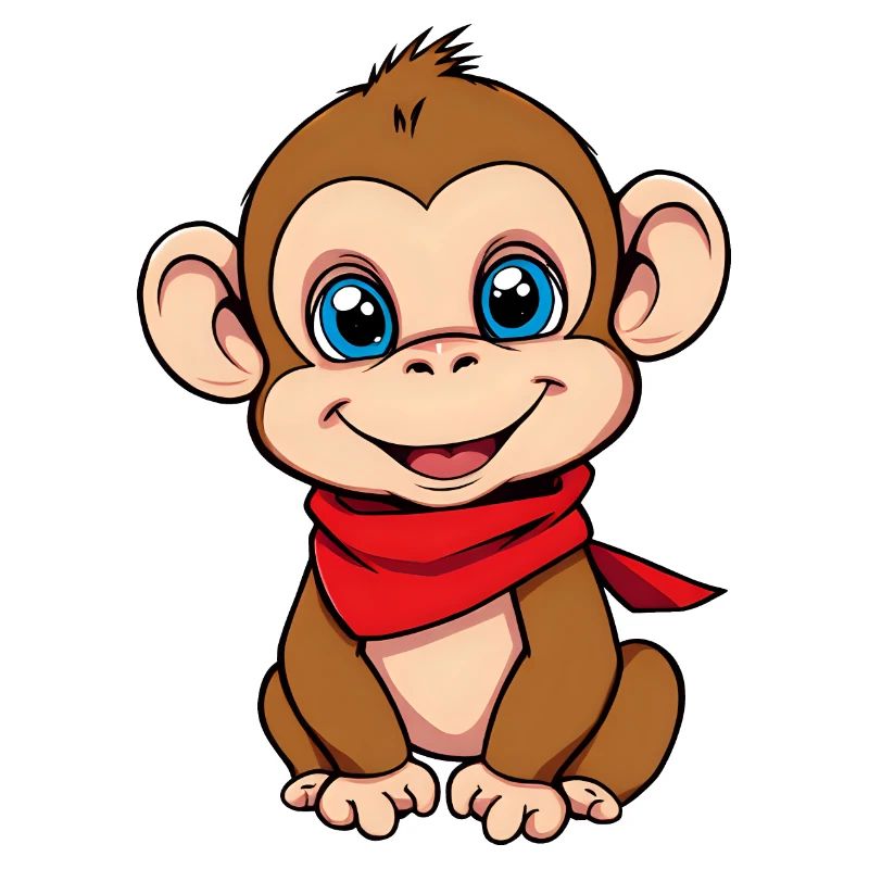 Cute Monkey Red Bandana