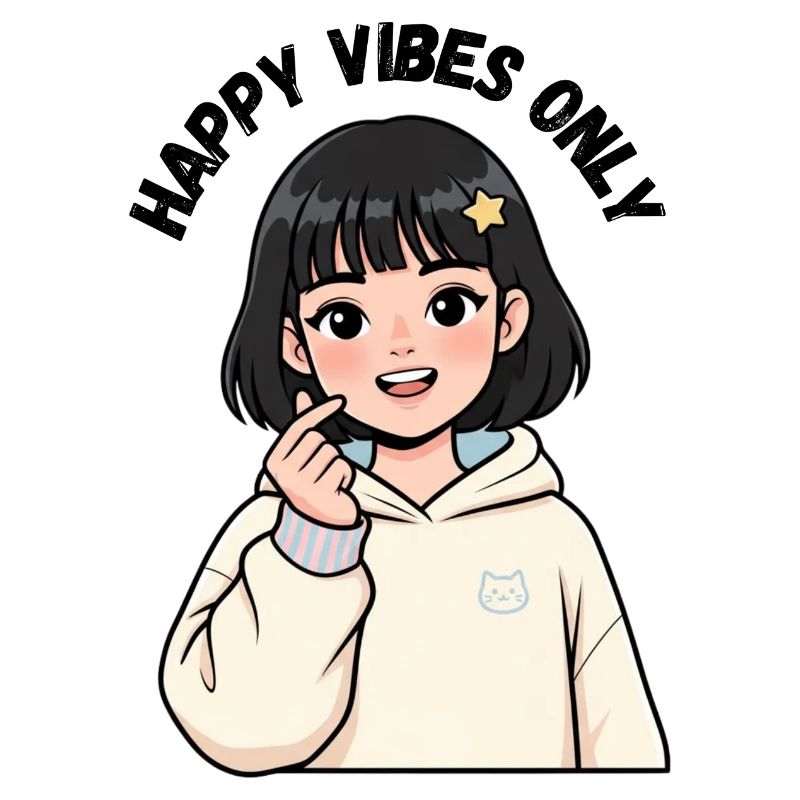 Cremefarbenes Sweatshirt mit Kawaii Mädchen