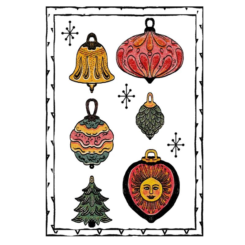 Bunte Weihnachtsornamente 