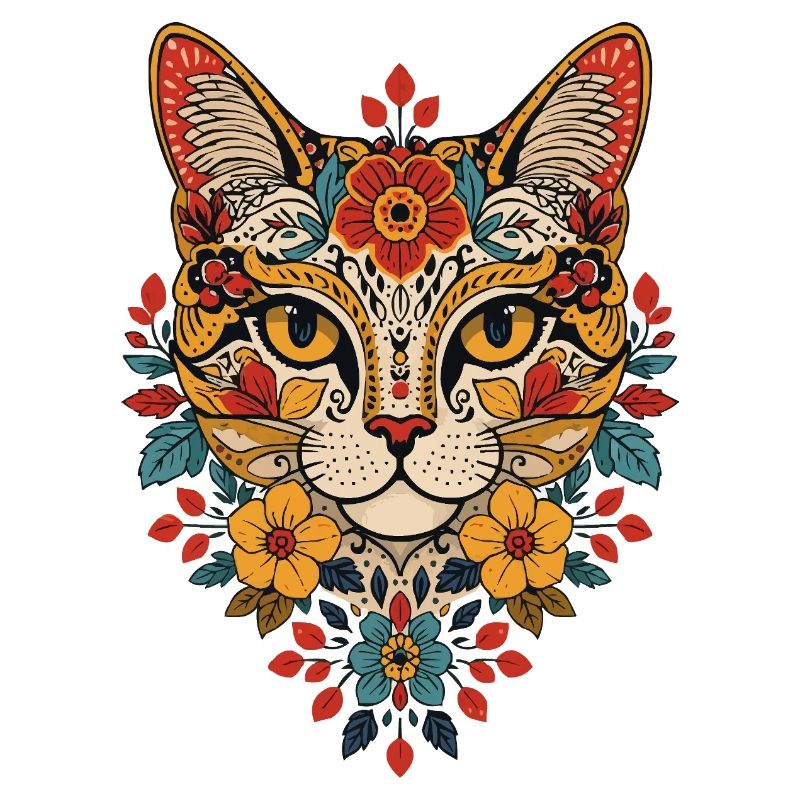 Tête de chat fleurie