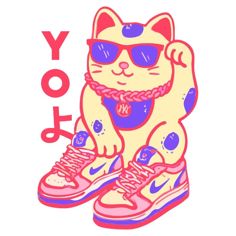 Chat basket néon Kawaii Maneki
