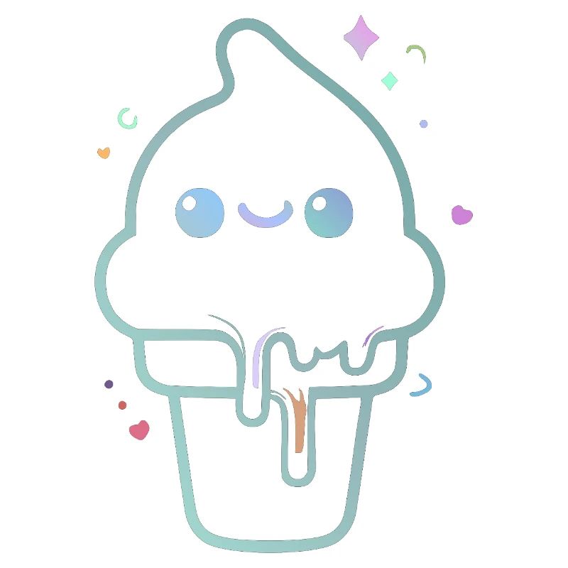 Kawaii-pastellfarbenes schimmerndes Eis