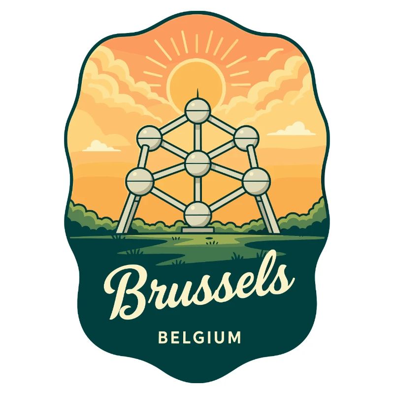 Brussels Atomium Vintage Sunset Reiseabzeichen