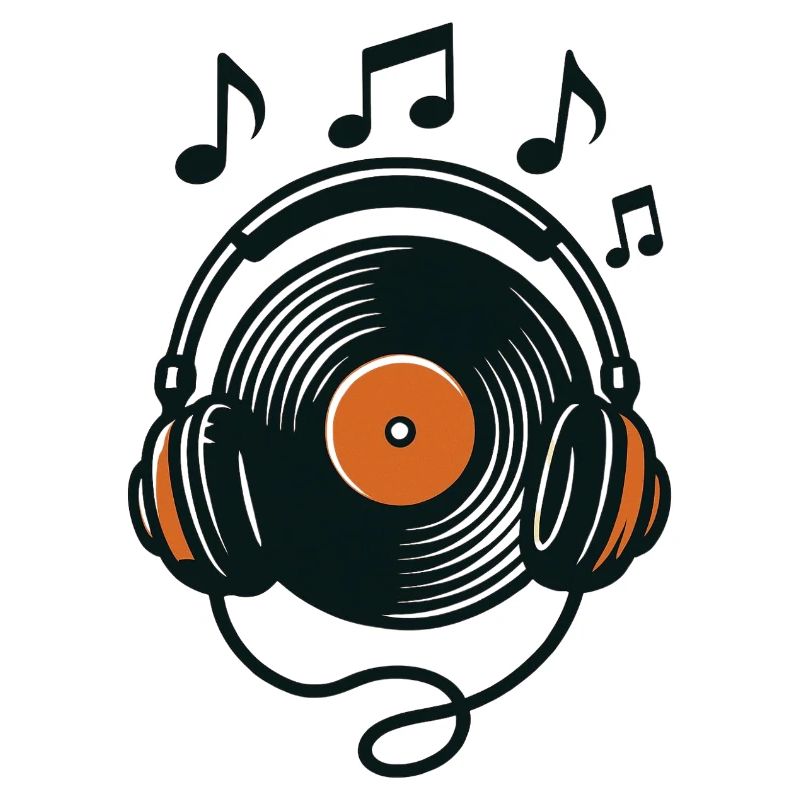 Vinyles rétro et casque audio