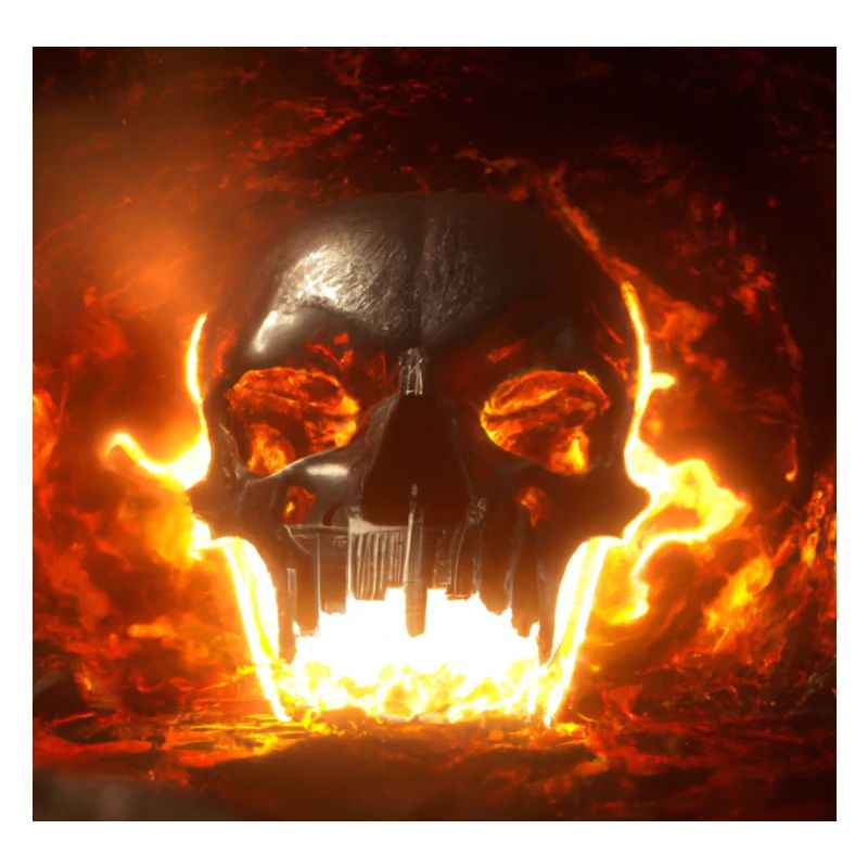 skull in hell in 3d render