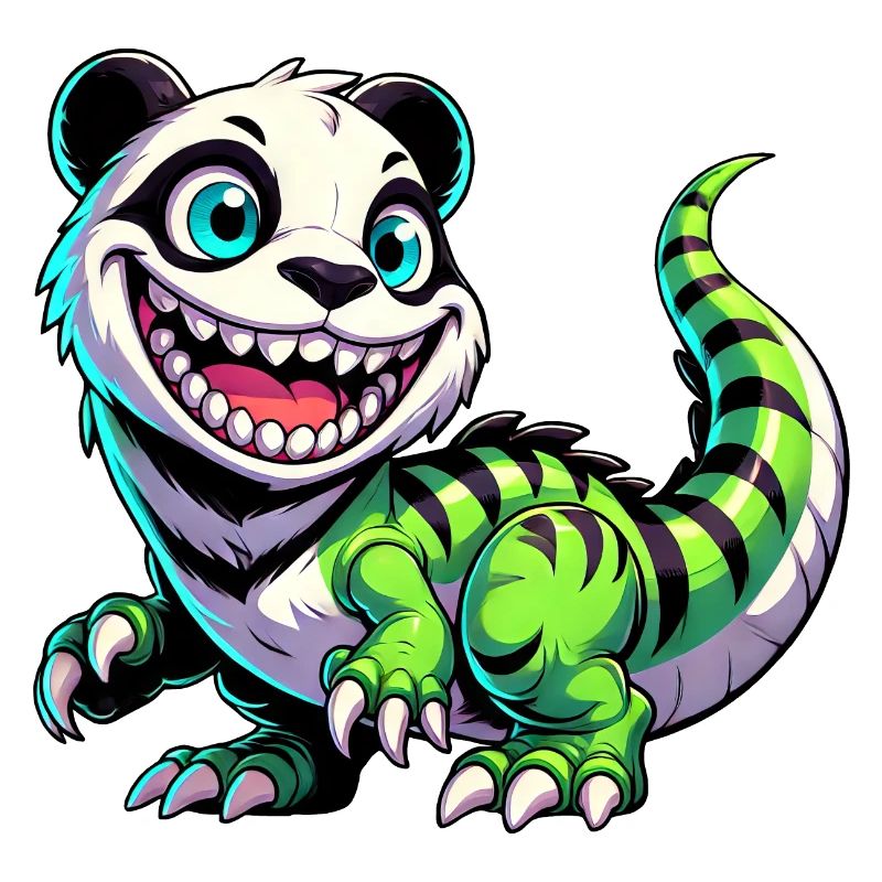 Whimsical Dino T-Rex Panda Mythical Creature