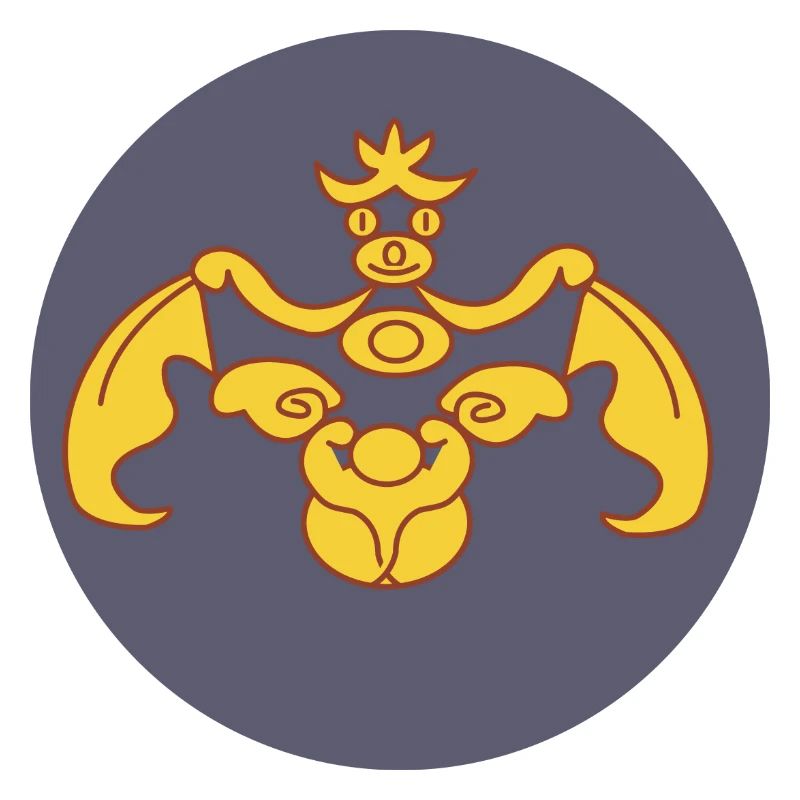 Freundliche Fledermaus oder Drache in Gelb auf dunklem Hintergrund