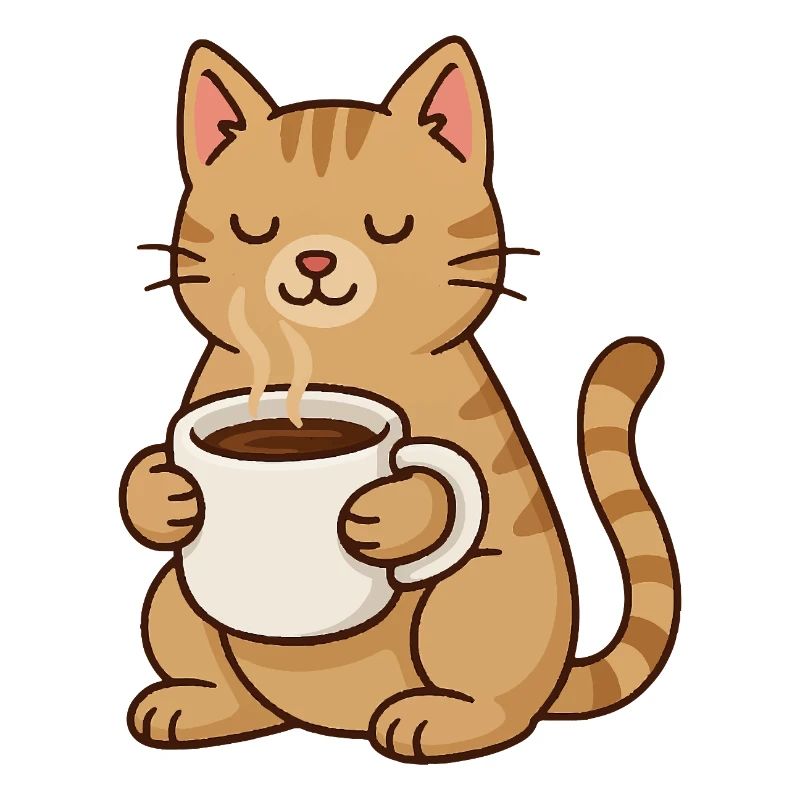 Coffee Cat – Chat mignon avec une tasse à café pour demain