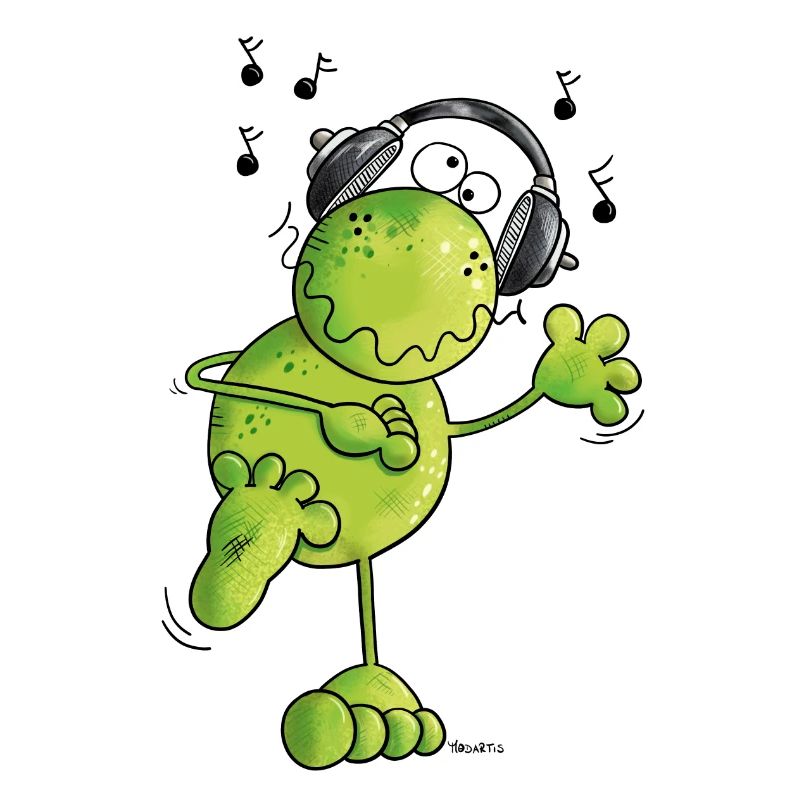 Frosch mit Kopfhörer