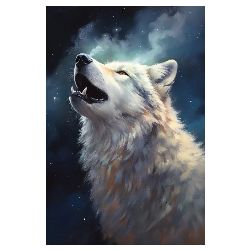 Heulender weißer Wolf