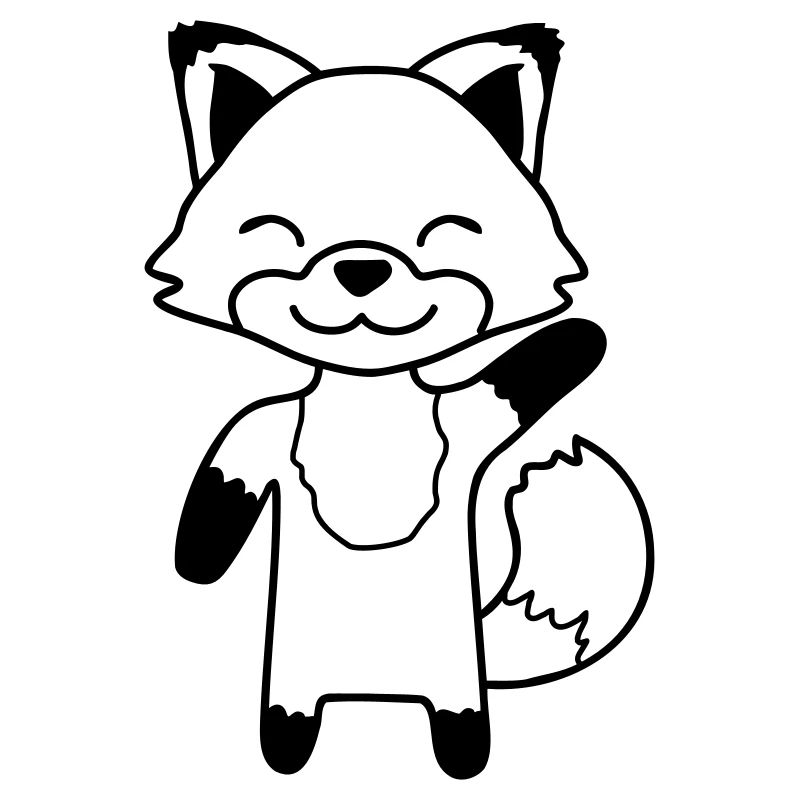 Fox waving friendly hand hello greeting cute