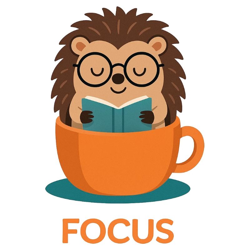 Original studious cute hedgehog