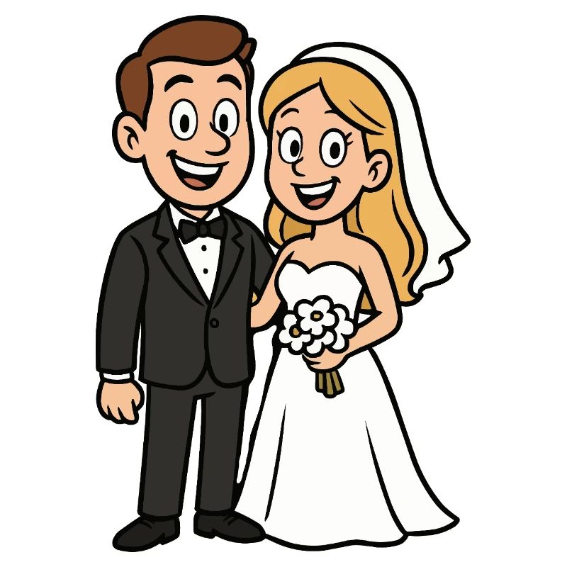 Brautpaar Ehepaar Hochzeit Comic