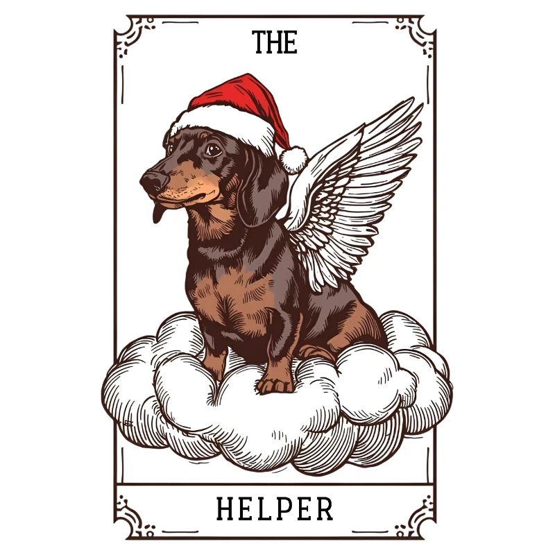 Carte de tarot de Noël – Teckel « L'Aide »