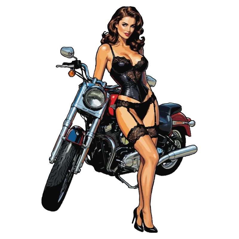 Mädchen mit Motorrad feststecken