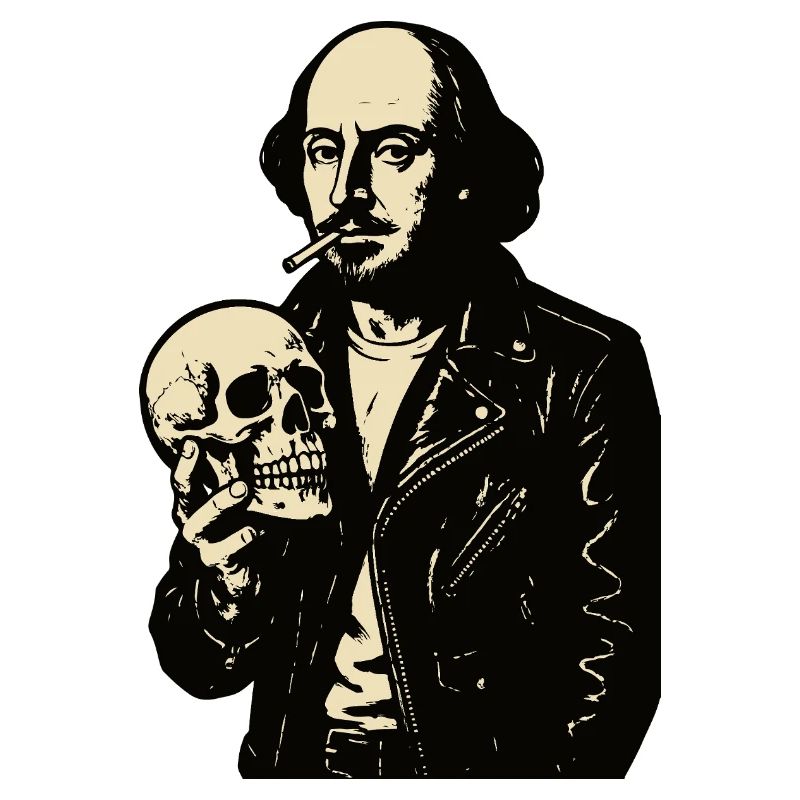 William Shakespeare with skull portrait