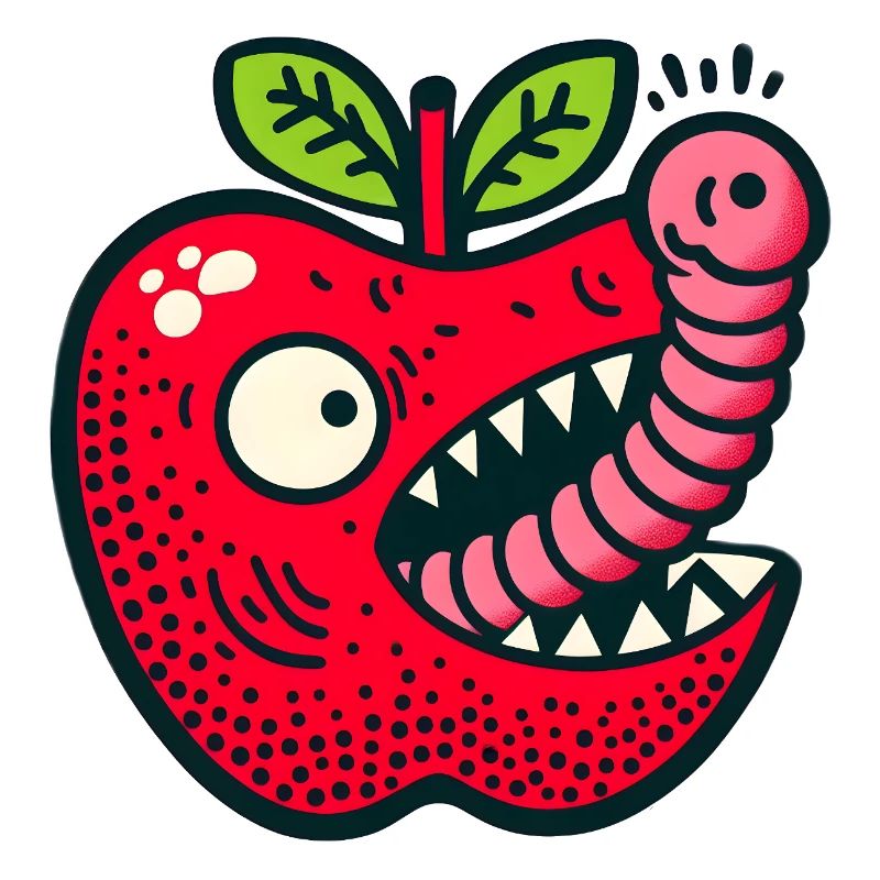 Apfel frisst Wurm
