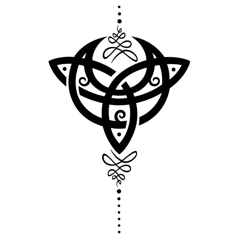 Lune celtique, croissant de lune avec le symbole de la Trinité.