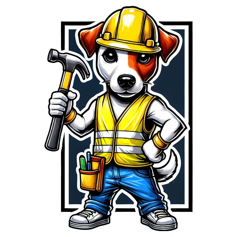 Jack Russell Terrier construction worker
