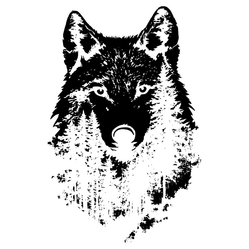 Silhouette de forêt de visage de loup