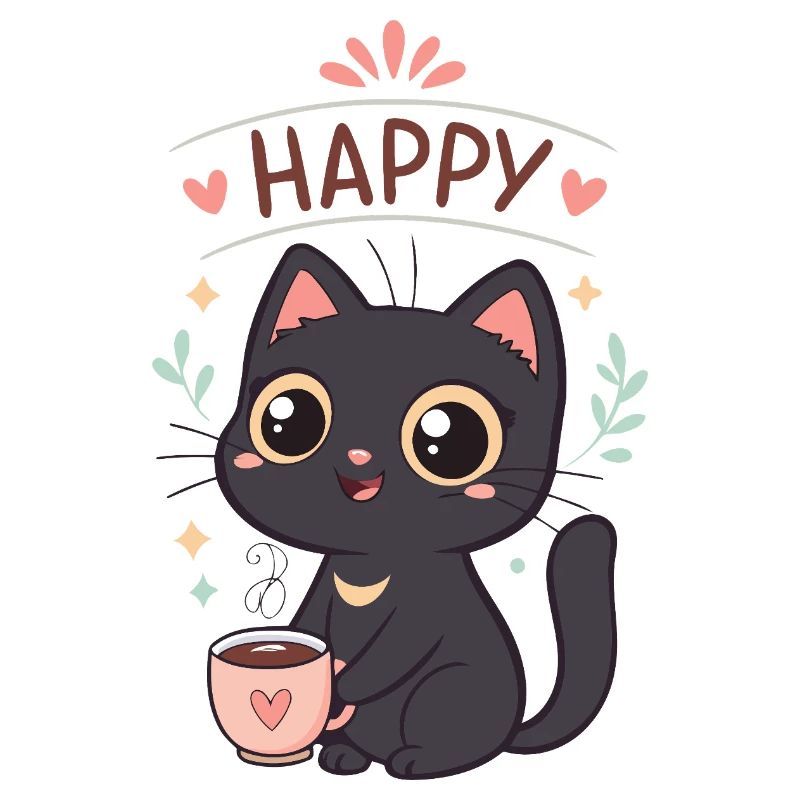 Black Cat Happy Coffee